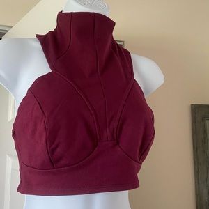 Sleeveless turtleneck crop top